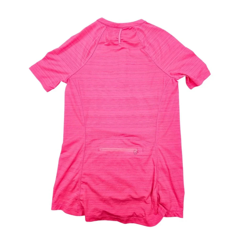 Athleta Pacifica Illume UPF Tee Pink Heathered Half Zip Rash Guard Shirt‎ Medium